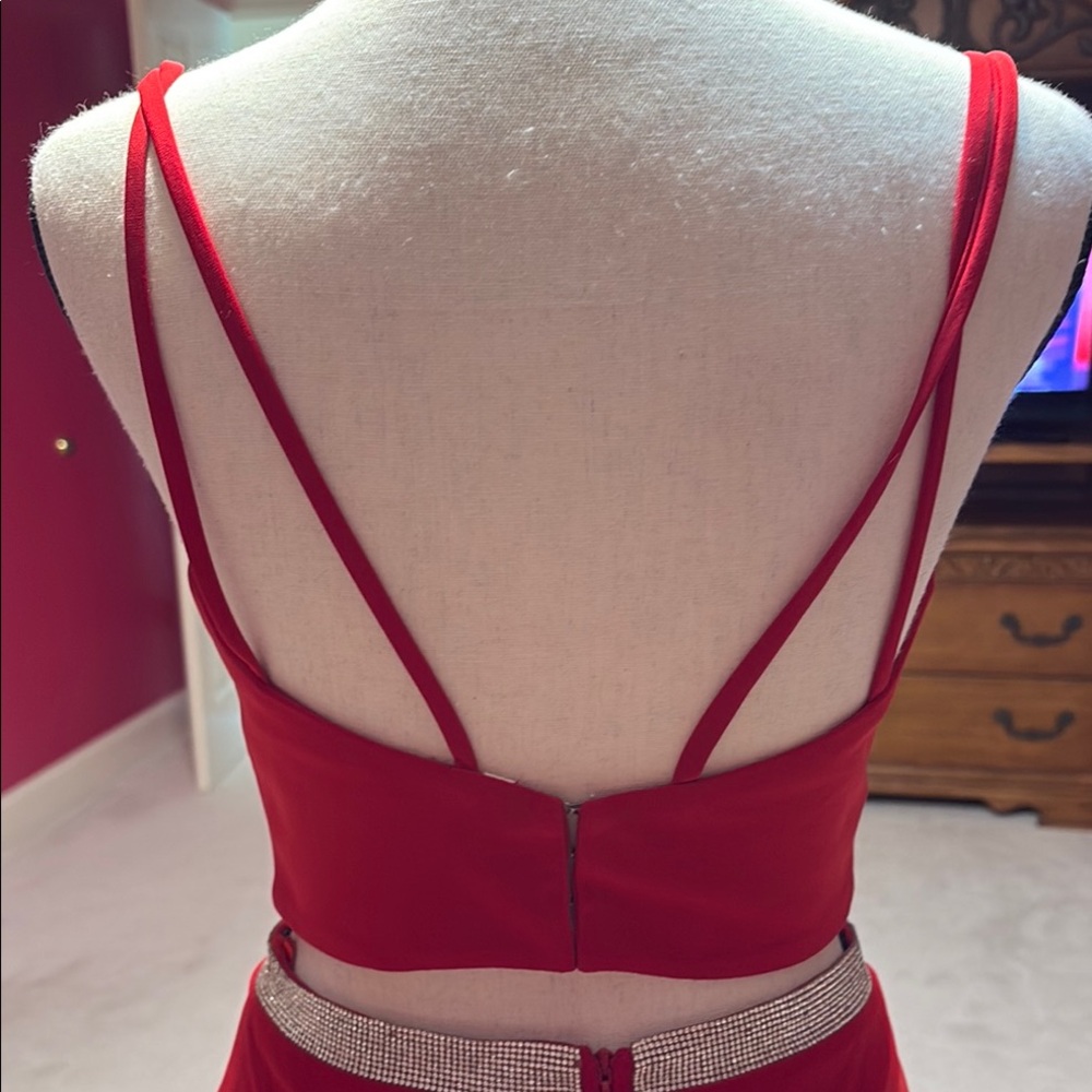 Splash Red Two-Piece with Rhinestone Detail - Picture 3 of 5